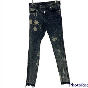 Represent denim gray bleach dyed jeans with raw hem 28 x 31 skinny